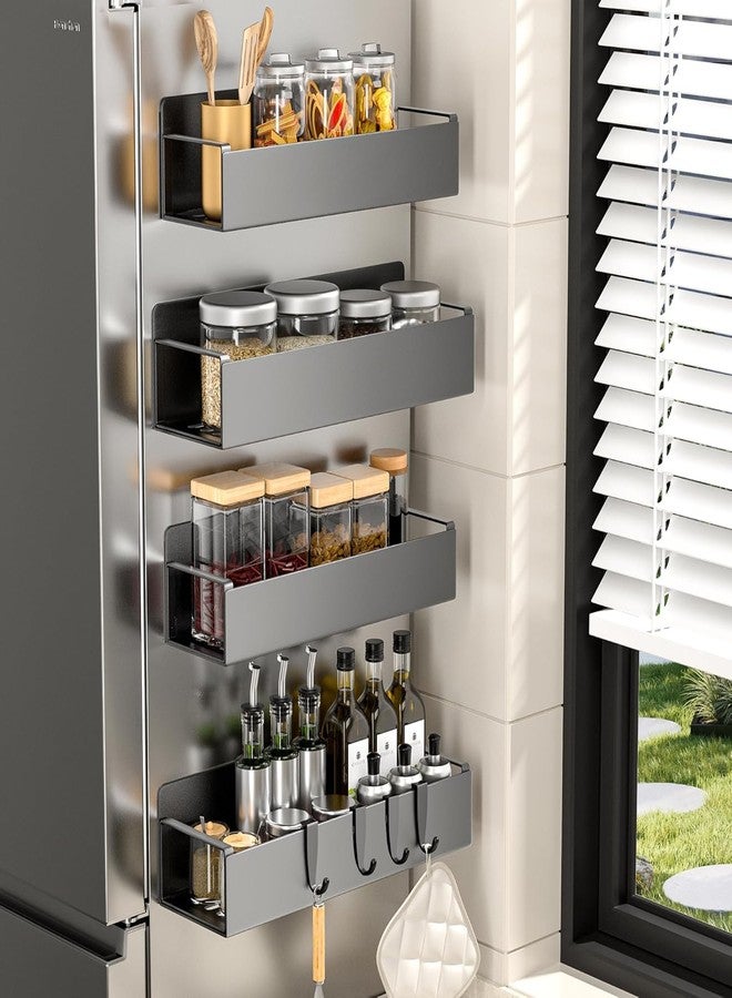 Rellon Spice Rack Organizer for Fridge Seasoning Organizer for Kitchen storage Metal Spice Organiser with Screw or Adhesive Hanging For Kitchen Bathroom,Cosmetic Organizer Masala Stand (PACK OF 4) - Image 2